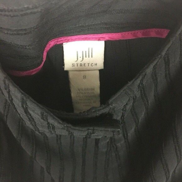 J Jill Stretch Black High Waist Textured Stretch Stripe Pants Women Size 8 - Picture 4 of 4